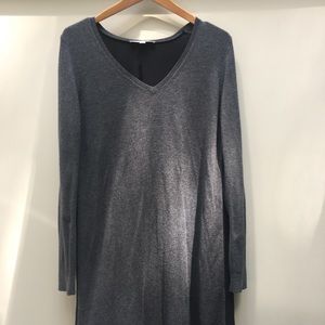 Loft Charcoal Gray and Black Sweater Dress